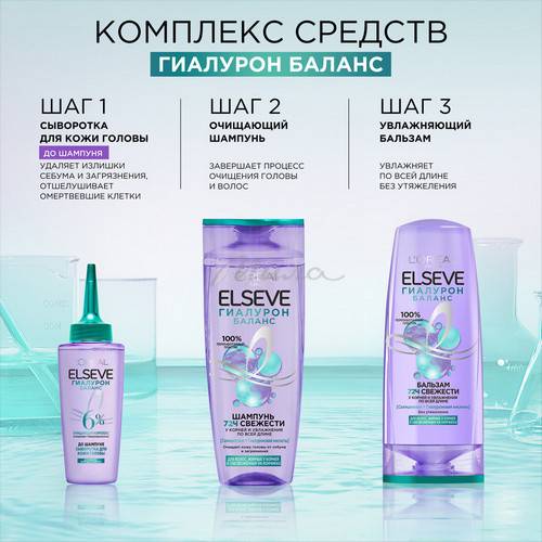 Шампунь ELSEVE Гиалурон баланс свежести 72 ч, 250 мл #3