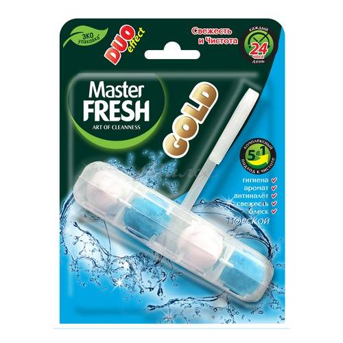 Блок для унитазов MASTER FRESH Gold Морской, 1 шт