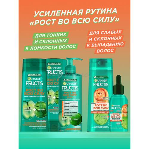 Шампунь для волос FRUCTIS укрепляющий Рост во всю силу Красный апельсин,  400 мл #7