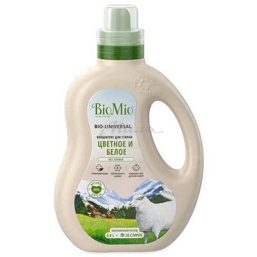 Гель для стирки BIOMIO Bio-Laundry Gel Colors & Whites для белого и цветного белья с экстрактом хлопка без запаха, 900 мл #2