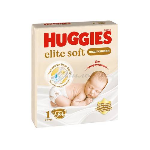 Подгузники детские HUGGIES Elite Soft 1 (3-5 кг), 84 шт
