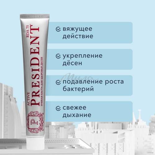 Паста зубная PRESIDENT Active 75 RDA, 75 г #3