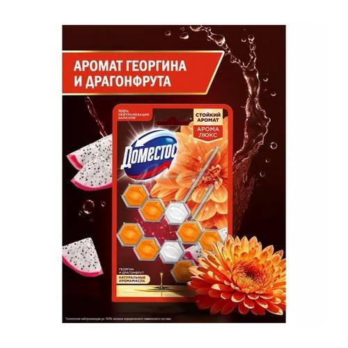 Блок для очищения унитаза ДОМЕСТОС Power 5 Экзотический букет, 2 х 50 г #2