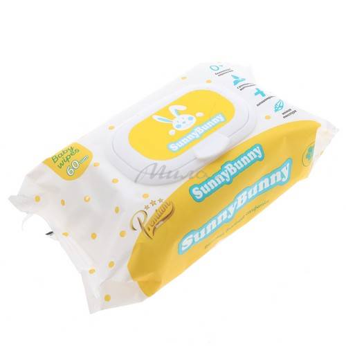 Салфетки влажные детские SUNNY BUNNY с экстрактом ромашки и витамином Е, 60 шт #3
