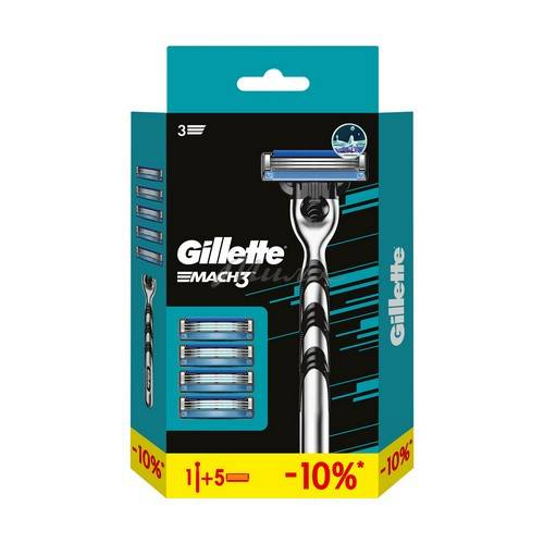 Бритва GILLETTE Mach3 с 5 смеными кассетами для бритья