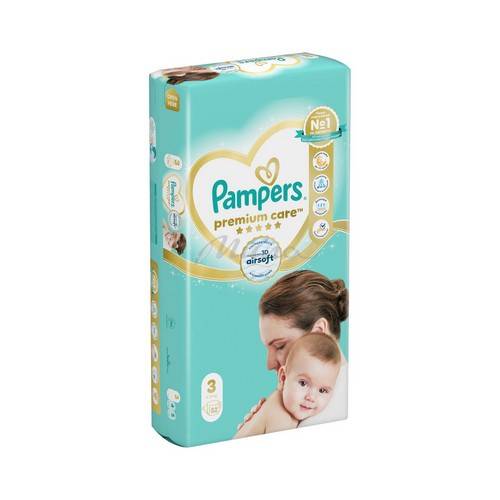Подгузники детские PAMPERS Premium Care Midi (6-10 кг), 52 шт