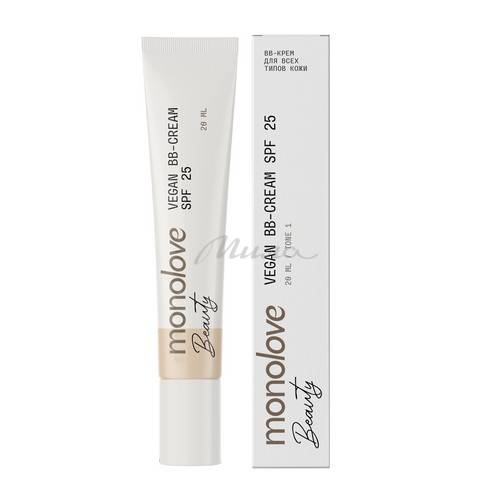 BB Крем MONOLOVE BEAUTY для всех типов кожи Vegan SPF 25, тон 2, 20 мл