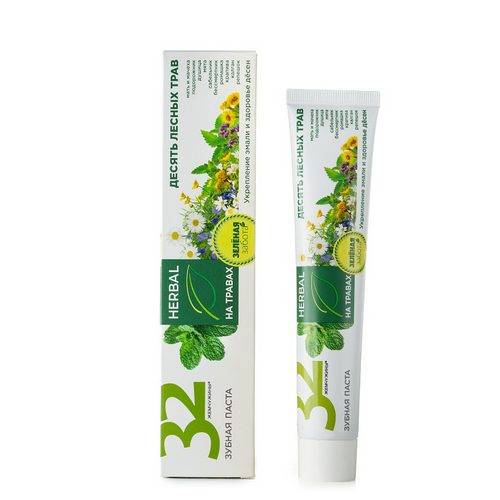 Паста зубная 32 ЖЕМЧУЖИНЫ Herbal Десять лесных трав, 100 г