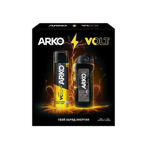 Набор подарочный ARKO Men (Гель для душа и шампунь для волос Black 2в1, 260 мл + Пена для бритья Energy, 200 мл) #2