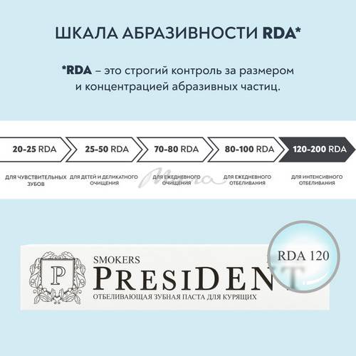 Зубная паста PRESIDENT Smokers RDA 120, 75 г #6