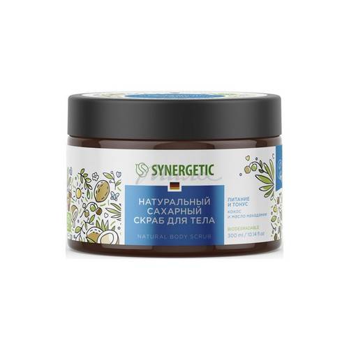 Скраб для тела SYNERGETIC сахарный Кокос и масло макадамии, 300 мл