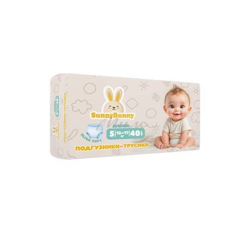 Подгузники-трусики детские SUNNY BUNNY Junior, размер 5, 40 шт