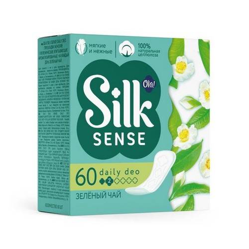 Прокладки гигиенические OLA! Silk Sense Daily Deo впитывающие ароматизированные на каждый день Зеленый чай, 60 шт