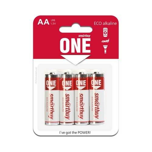 Батарейка алкалиновая SMARTBUY ONE LR6/4B 48/480, арт. SOBA-2A04B-Eco