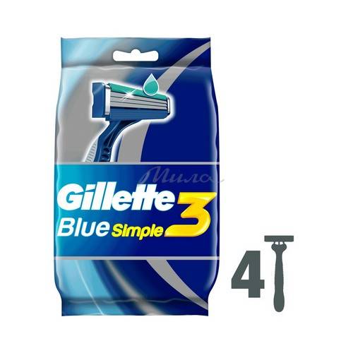 Бритва одноразовая GILLETTE Blue Simple 3, 4 шт #2