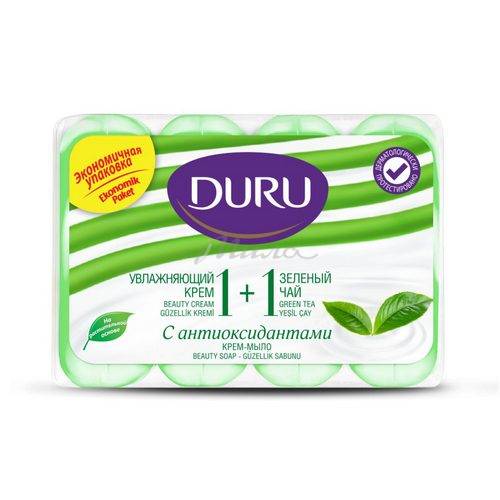 Крем-мыло DURU 1+1  туалетное Увлажняющий крем и зеленый чай, 4 x 80 г