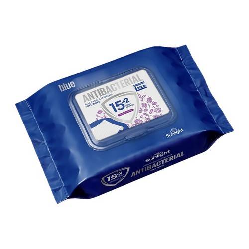Салфетки влажные SUNLIGHT Antibacterial Blue, размер L, 17 шт