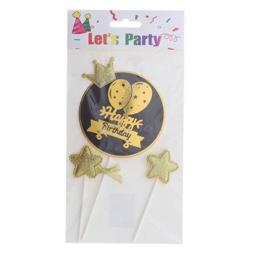Топпер для торта HAPPY BIRTHDAY, 3 шт, арт. 7012308102