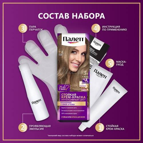 Краска для волос ПАЛЕТТ Интенсивный цвет, тон 7-2 холодный русый, 110 мл #6