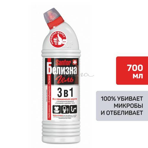 Гель чистящий SANFOR 3в1 Белизна Отбеливатель для чистки и дезинфекции, 700 г