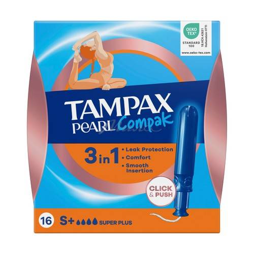 Тампоны женские гигиенические TAMPAX Compak Pearl  Super Plus Duo с аппликатором, 16 шт