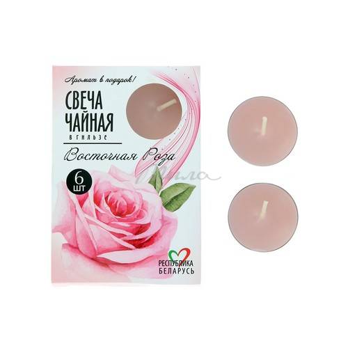 Свечи чайные ZARIVA Восточная роза в гильзе, 6 шт #2