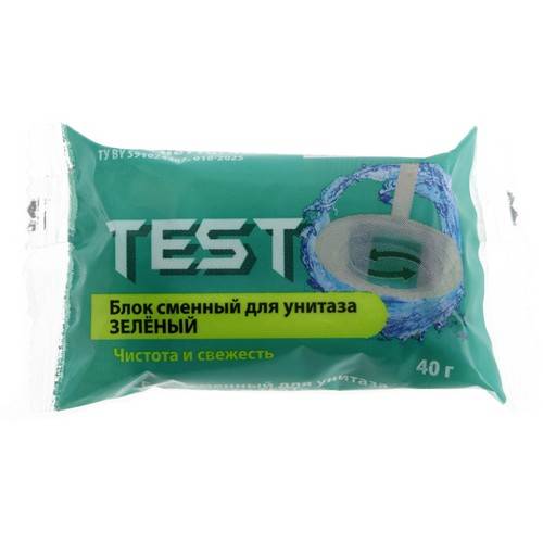 Блок сменный для унитаза TEST Зеленый, 40 г