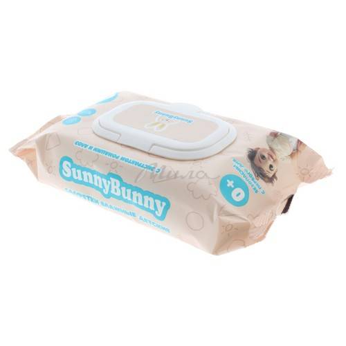 Салфетки влажные детские SUNNY BUNNY экстрактом ромашки и алоэ, 60 шт #3