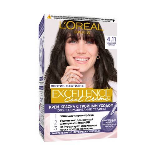 Крем-краска для волос L'OREAL Excellence Cool Crème с тройным уходом, тон 4.3, 255 г