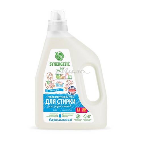 Гель для стирки SYNERGETIC Pure биоразлагаемый концентрированный, 1.5 л