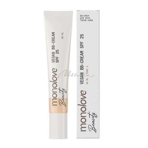 BB Крем MONOLOVE BEAUTY для всех типов кожи Vegan SPF 25, тон 1, 20 мл
