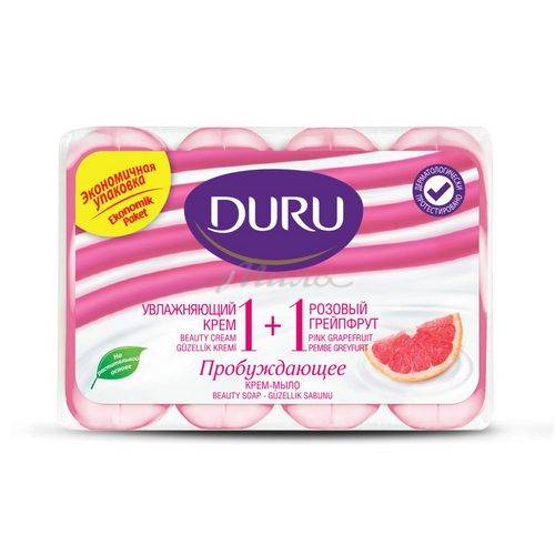 Крем-мыло  DURU 1+1 туалетное Увлажняющий крем и розовый грейпфрут, 4 x 80 г