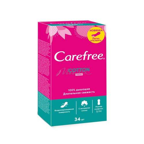 Прокладки ежедневные CAREFREE Cotton Fresh Extract, 34 шт