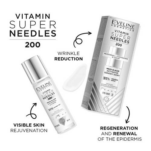 Мезо-эликсир для лица EVELINE Cosmetics Super Needles Витамин 200, 30 мл #2