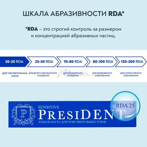 Паста зубная PRESIDENT Sensitive RDA 25, 75 г #7