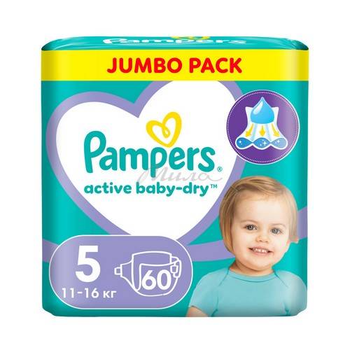 Подгузники детские PAMPERS Active Baby-Dry 5 (11-16 кг), 60 шт