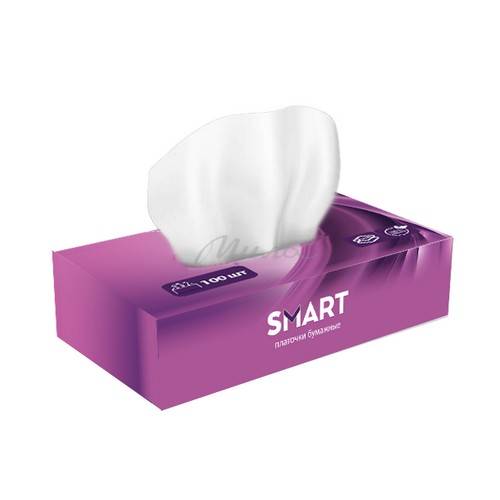 Платочки бумажные SMART, 100 шт