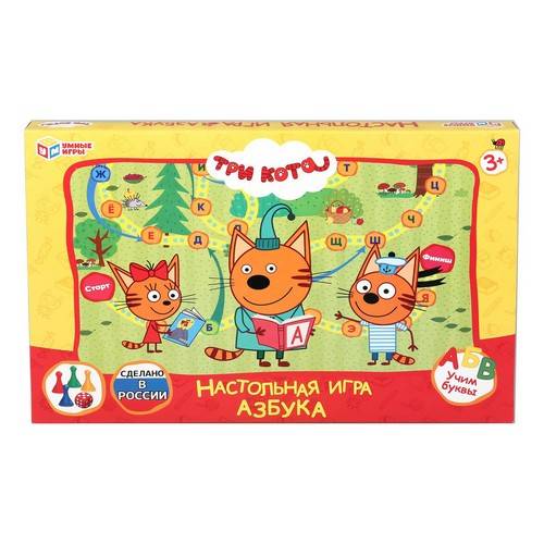 Игра-ходилка настольная для детей УМНЫЕ ИГРЫ Три кота. Азбука