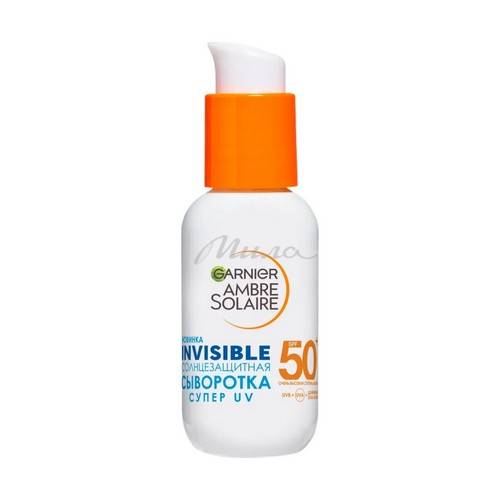 Сыворотка солнцезащитная для лица GARNIER Ambre Solaire Invisible Супер UV SPF50+, 30 мл