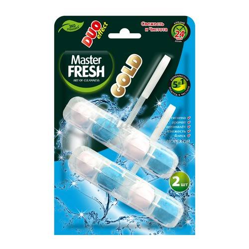 Блок для унитазов MASTER FRESH Gold Морской, 2 шт