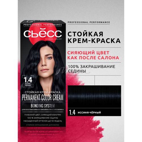 Крем-краска для волос СЬЁСС стойкая, тон 1-4 Иссиня-чёрный #2