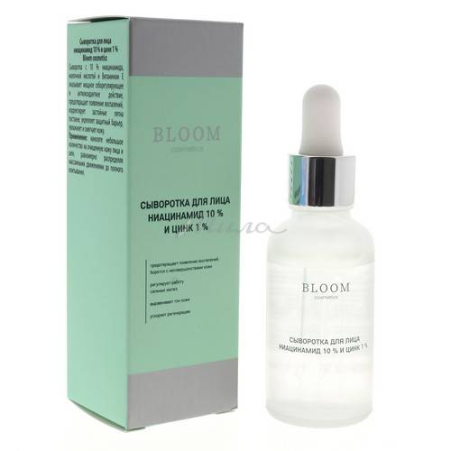 Сыворотка для лица BLOOM Cosmetics ниацинамид 10% и цинк 1%, 30 мл