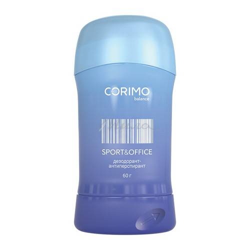 Дезодорант-антиперспирант CORIMO Sport & Office в стике для тела твердый, 60 г
