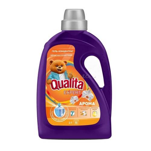 Гель-концентрат для стирки цветных и белых тканей QUALITA Expert Арома, 2 л