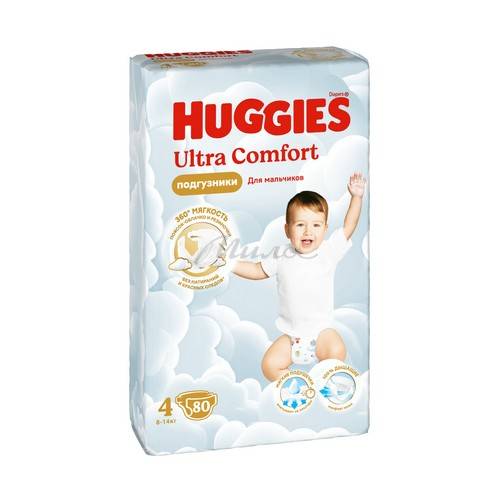 Подгузники для детей HUGGIES Ultra Comfort Giga Boy 4 (8-14 кг), 80 шт