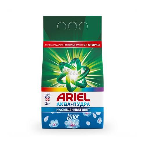 Порошок стиральный ARIEL Чистота Deluxe аромат LENOR автомат, 3 кг