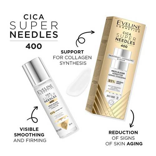 Мезо-эликсир для лица EVELINE Cosmetics Super Needles Цика 400, 30 мл #2