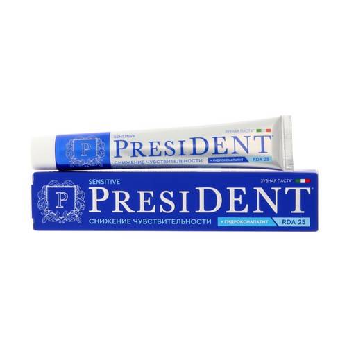 Паста зубная PRESIDENT Sensitive, 25 RDA, 75 г