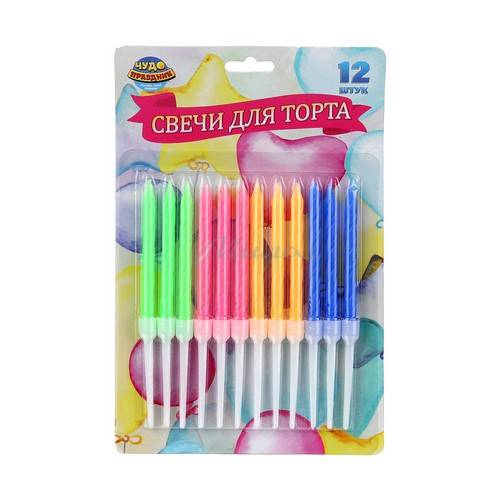 Свечи для торта, 12 шт, арт. СС12-113348-C
