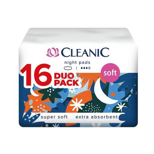 Прокладки гигиенические CLEANIC Soft ночь 4*, 16 шт